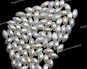 Natural White Pearl Marquise Cabochon, Loose Gemstone (3X6MM-8X16MM)
