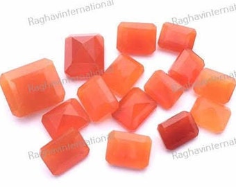 Piedra preciosa suelta facetada octagonal de cornalina natural (4 x 6 mm - 10 x 14 mm)
