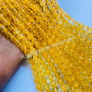 AAA Quality Citrine (Crystal Dyed) Smooth Round Beads 4MM,6MM,8MM,10MM. 15Inch Strand Size .