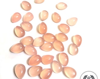 Cabujón de calcedonia rosa AAA en forma de pera, piedra preciosa suelta (3 x 5 mm a 20 x 30 mm)