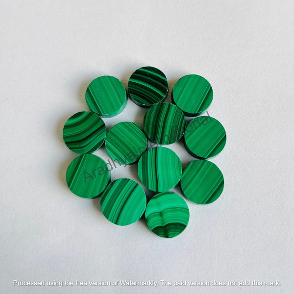 AAA Quality Malachite Coin Flat Both Side Round Shape Cabochon 6mm-20mm Loose Gemstone 6, 7, 8, 9, 10, 11, 12,14, 15, 16, 17, 18, 19, 20mm