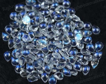 Natural Rainbow Moonstone Pear Gemstone, Faceted Cut (3X5MM-10X14MM)