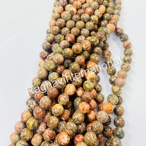 AAA Quality Natural Leopard Skin Jasper Gemstone Round Beads 6MM,8MM Smooth Round Beads. 15Inch Full Strand.