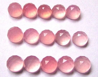Piedra preciosa suelta de calcedonia rosa AAA, talla redonda rosa (6 mm-10 mm)