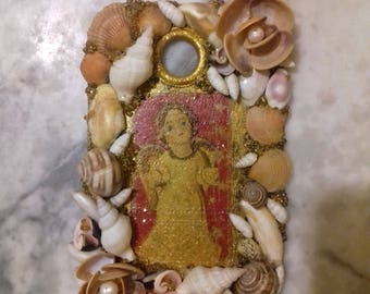 Picture with shells, Angel decoupage.