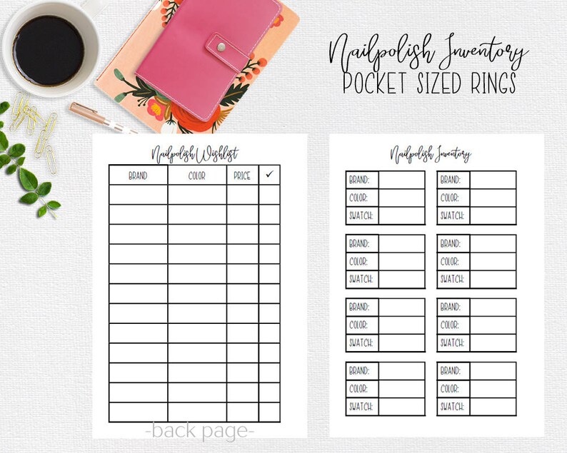 Nailpolish Inventory Planner Page for Pocket Rings Etsy