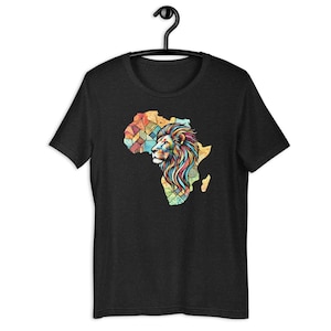 Afrika-Karte T-Shirt, buntes afrikanisches Löwe Unisex T-Shirt
