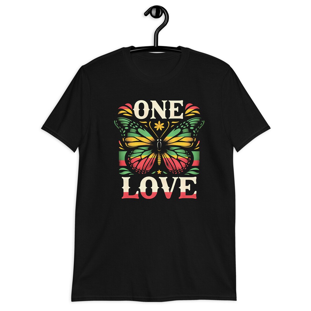 Rasta Colors T Shirt, Butterfly Reggae Love Music Unisex T-shirt - Etsy