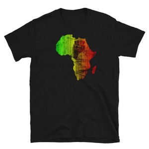 Grunge Reggae Farben, Afrika Karte, Power Fist, Jamaika, Rasta Unisex T-Shirt