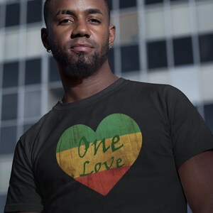 Camiseta unisex Camisa rasta, One Love Rasta, Rastafari, Jamaica, apenada
