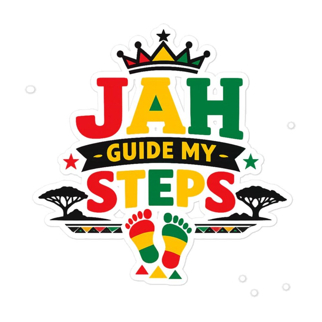African Rasta Sticker, Jah Guide My Steps Rastafarian Bubble-free ...