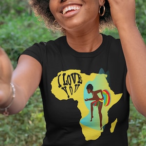 I Love you Afrika, Afrika kaart, Black History- Melanin- Afro- Safari- Afrikaanse Unisex T-Shirt