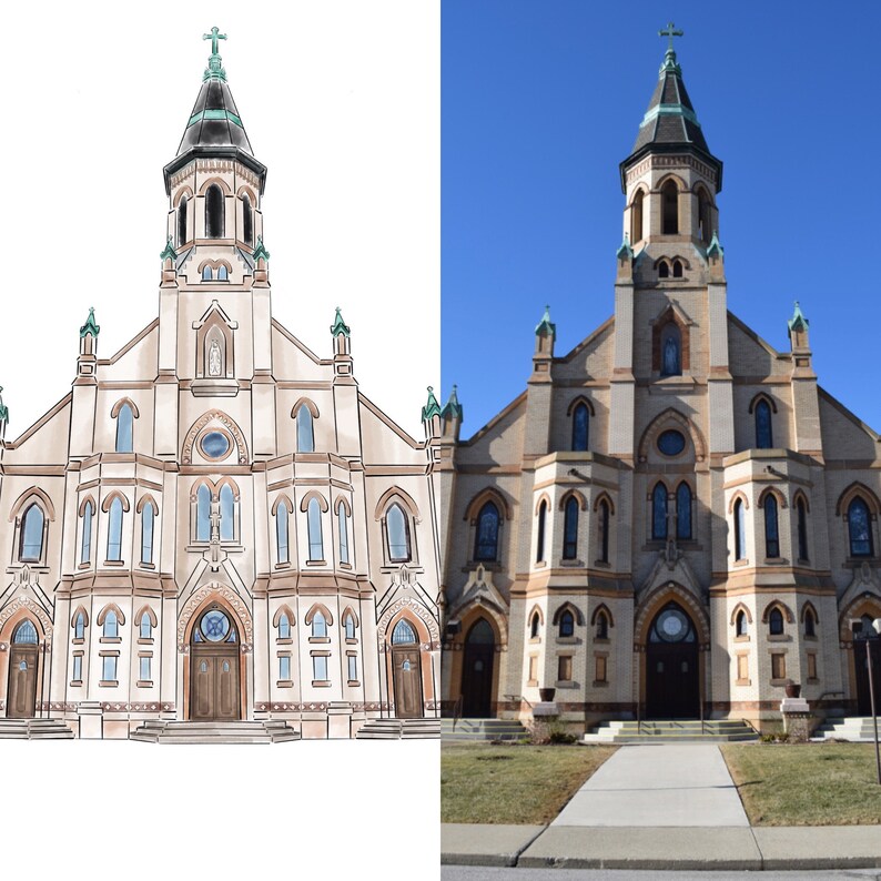 Nativity Catholic Church Print Lorain Ohio 8x10 Digital Etsy