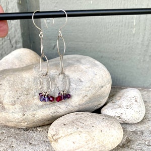 Silver Chain Earrings with Swarovski Crystals