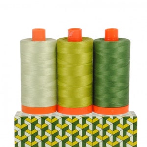 Aurifil DOLOMITE Color Builder Mako Cotton 50 Weight Wt Large Spool Green Grass Quilting Thread Set of 3 2908 1147 2890