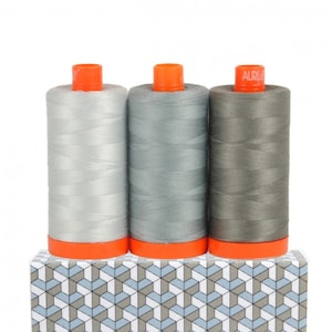 Aurifil MILAN Color Builder Mako Cotton 50 Weight Wt Large Spool Grey Gray Dove Quilting Thread Set of 3 2600 2610 5004 image 1