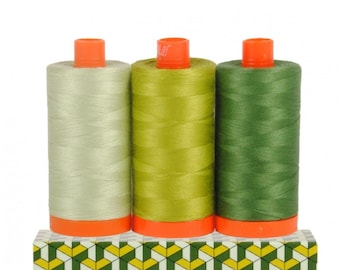 Aurifil DOLOMITE Color Builder Mako Cotton 50 Weight Wt Large Spool Green Grass Quilting Thread Set of 3 2908 1147 2890