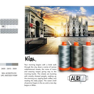 Aurifil MILAN Color Builder Mako Cotton 50 Weight Wt Large Spool Grey Gray Dove Quilting Thread Set of 3 2600 2610 5004 image 2