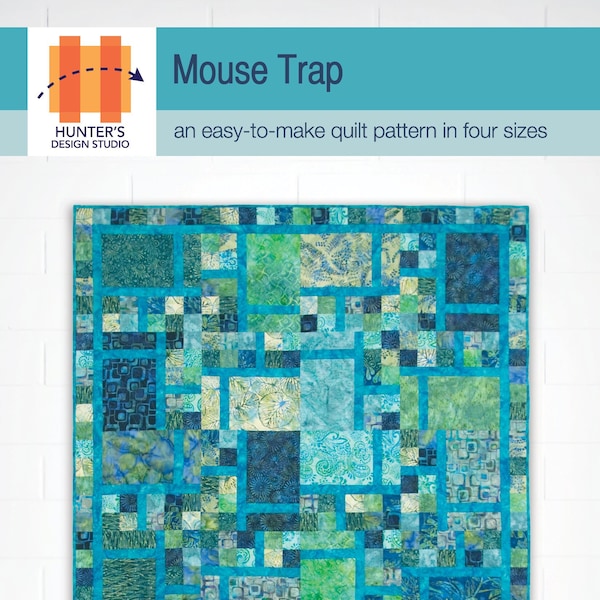 Hunter's Design Studio HDS Mouse Trap Precut Friendly 1/4 Yard Fat Quarter Printed Modern Quilt Pattern 4 Sizes