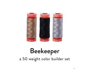 Aurifil 50wt Egyptian Cotton Thread - 3 Spool Grey Bundle 1422 Yards Each