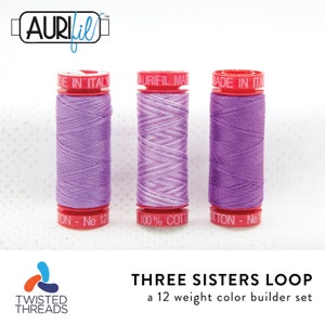 AURIFIL THREE SISTERS Loop Oregon Color Builder Purple 12 Weight Wt 50m 54y Spool Hand Quilt Cotton Quilting Thread Set of 3 2520 2540 3840