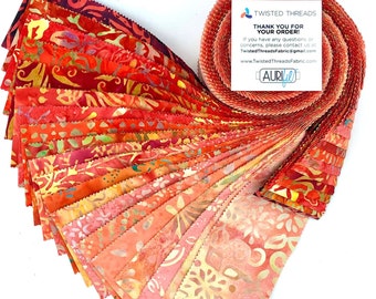 Java Batiks Orange Batik Jelly Roll 40 2.5 Inch Fabric Strips ST-MASJAB-ORA