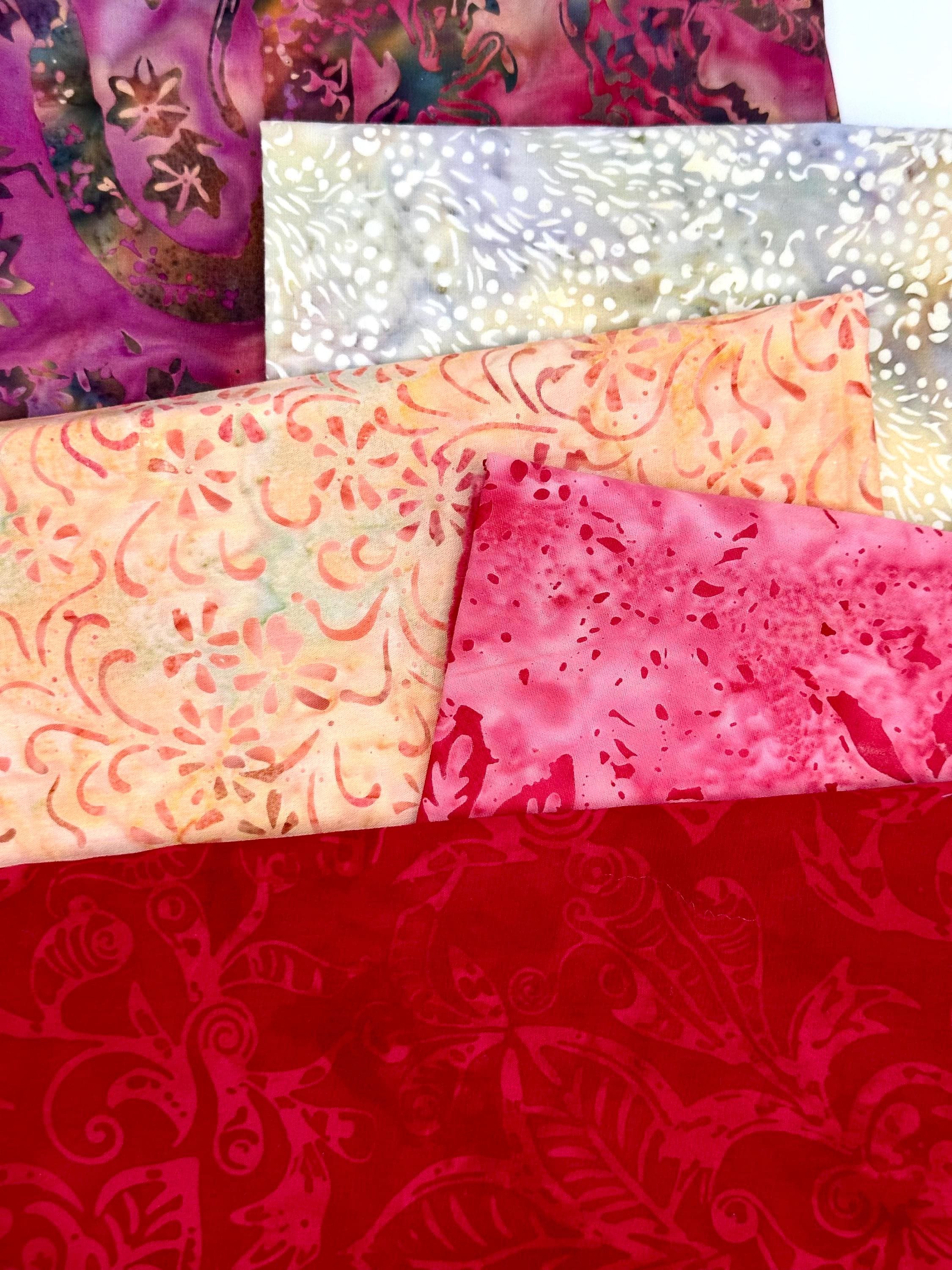 Assorted 5 YARDS Batik Medium Red Orange Pink Marbled Watercolors Batik ...