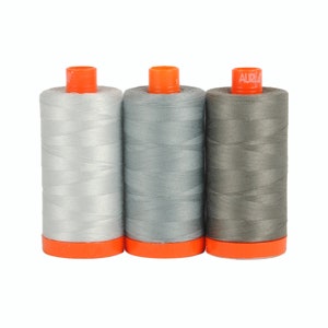 Aurifil MILAN Color Builder Mako Cotton 50 Weight Wt Large Spool Grey Gray Dove Quilting Thread Set of 3 2600 2610 5004 image 3
