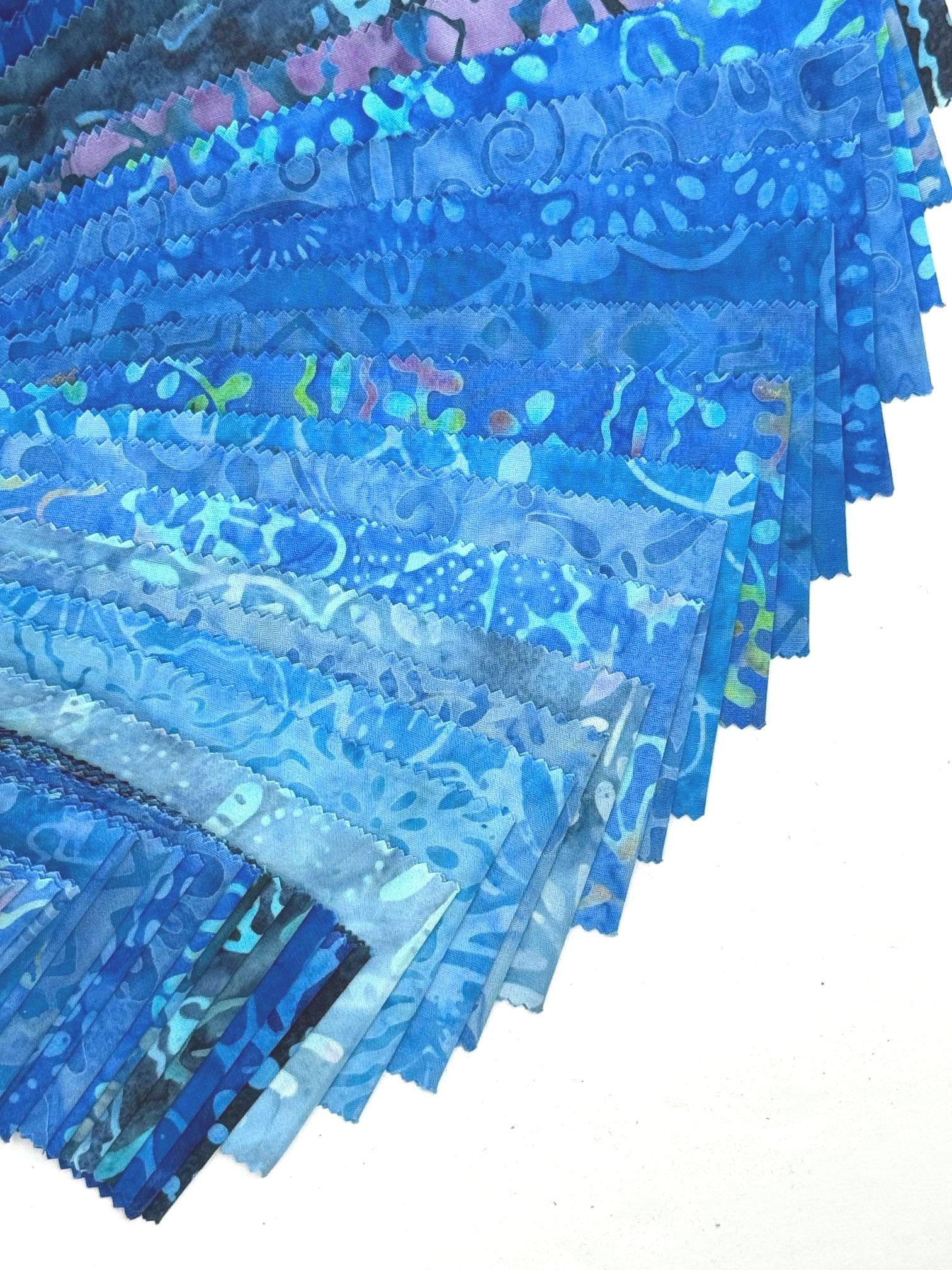 Java Batiks Blue Batik Jelly Roll 40 2.5 Inch Fabric Strips ST-MASJAB ...