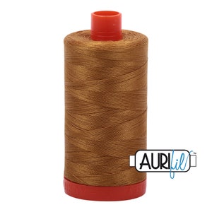 AURIFIL 2975 Brass MAKO 50 Weight Wt 1300m 1422y Spool Copper Rust Brown Quilt Cotton Quilting Thread