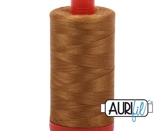 AURIFIL 2975 Brass MAKO 50 Weight Wt 1300m 1422y Spool Copper Rust Brown Quilt Cotton Quilting Thread