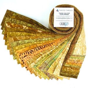 Java Batiks Gold Yellow Batik Jelly Roll 40 2.5 Inch Fabric Strips ST-MASJAB-GOL