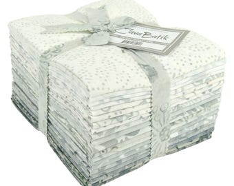 Java Batiks Winter Whites Light Grey to Medium Gray Lights Batik Fat Quarters 20 Fqs Fabric 18 x 22 FQ-MASJAB-WIN2