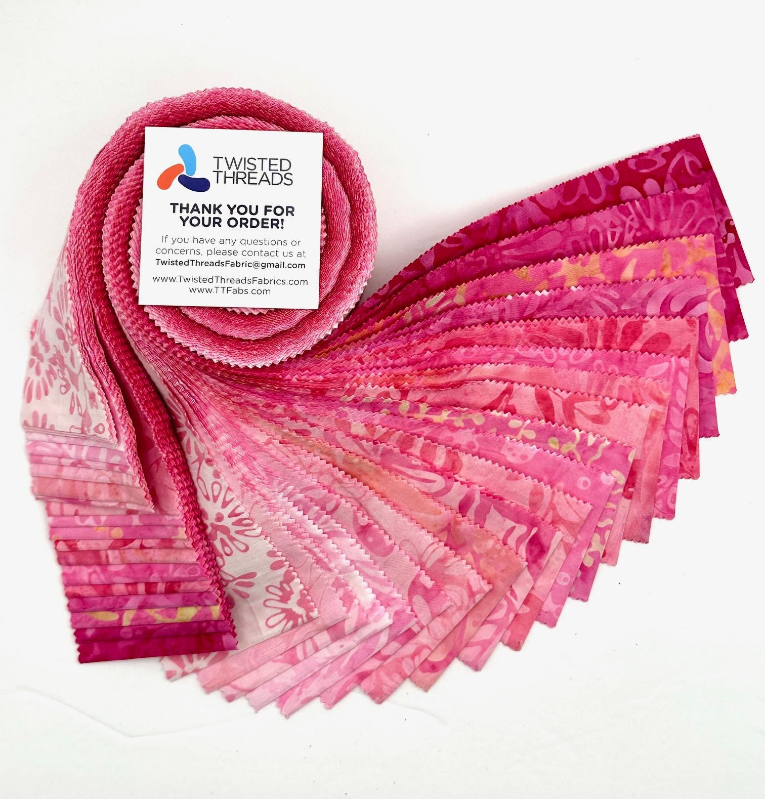 Java Batiks Pink Lemonade Batik Jelly Roll 40 2.5 Inch Fabric