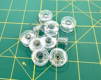 TTF Notions Class 15 Clear Plastic Bobbins Babylock Brother Janome Singer Bobbin Set of 10