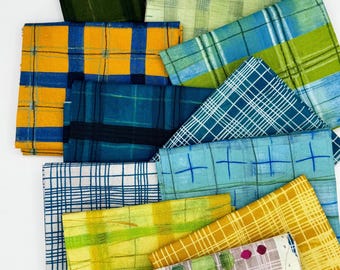 NEW Windham The Plaid One Marcia Derse COOL Modern Abstract Cotton Fabric 11 Fat Quarter Set