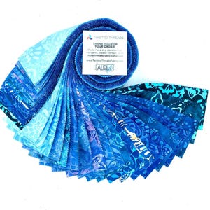 Java Batiks BLUE V2 Cotton Batik Fabric 2.5 Inch Strip Jelly Roll -BLU2