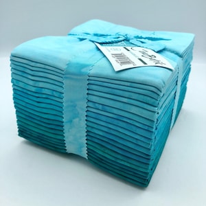Java Batiks Turquoise Blue Marble Solid Light to Dark Turquoise Blue Batik Fat Quarters 20 Fqs Fabric 18 x 22 FQ-MASJAB-MARTUR
