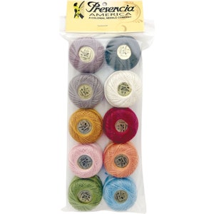 Presencia Finca PERLE Cotton Size 8 Set of 10 Lambies in Pajammies Sashiko Sampler 75 Yards Each Applique Egyptian Cotton Embroidery Thread