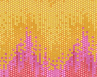 OOP FreeSpirit Tula Pink Zuma High Tide Orange Pink Hexagon Cotton Fabric Fat Quarter PWTP124