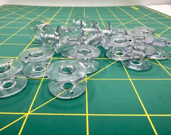 TTF Notions Class 15 Clear Plastic Bobbins Babylock Brother Janome Singer Bobbin Set of 20
