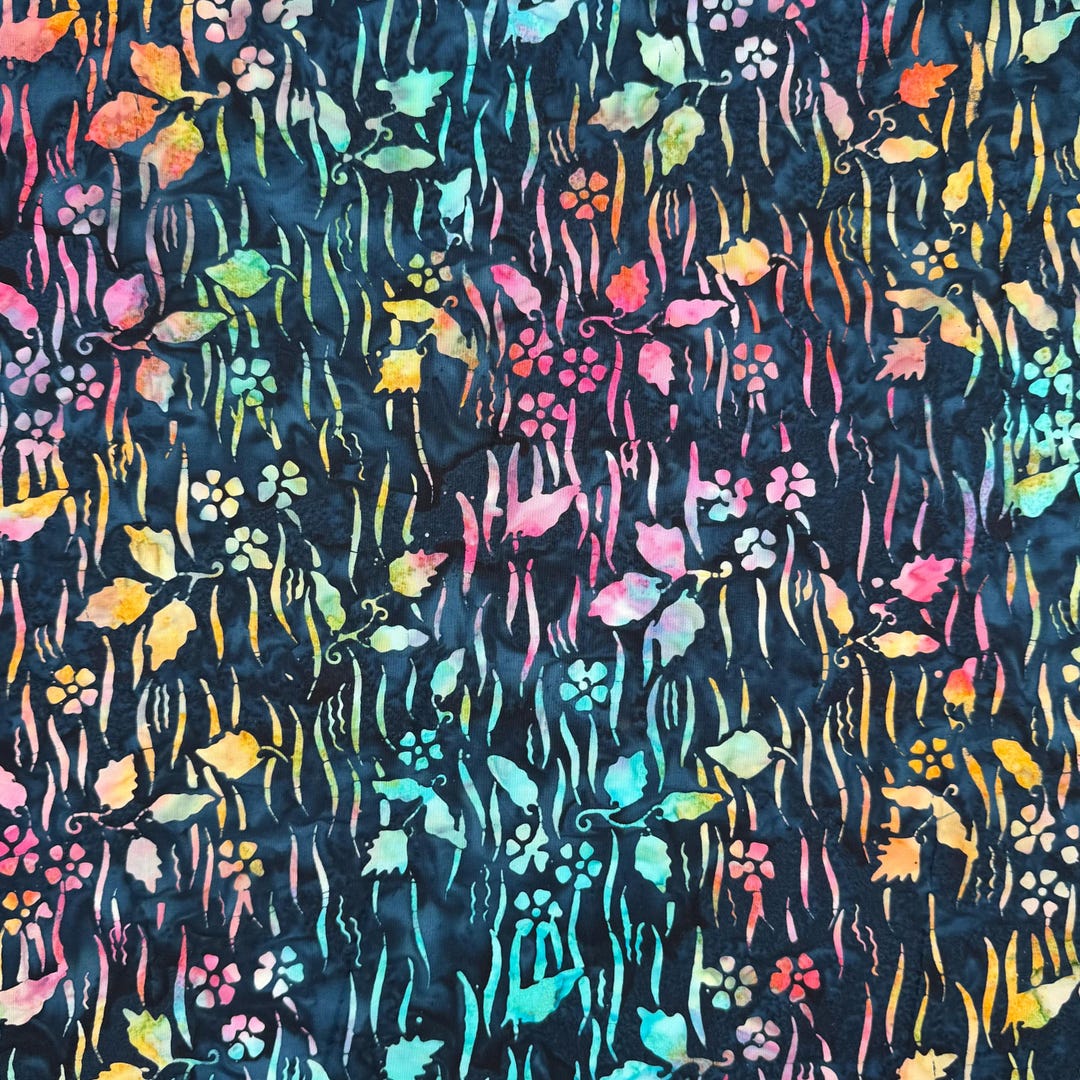 2 YARDS Java Batik Marbled Watercolor Blue Rainbow Cotton Fabric 2 Yard ...