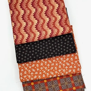 Civil War Reproduction Fat Quarters Various Makers Black Red Orange Fabric 4 FQ Fat Quarter Bundle D1