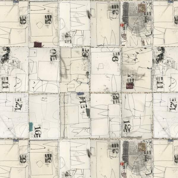 BTY Windham Random Thoughts Marcia Derse Modern Abstract Art Beige Grey Gray Fabric Panel Yard 52989D-2