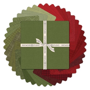 Holiday Warmth Christmas Maywood Woolies Flannel Red Green Cotton Flannel 5 inch Fabric Charm Square