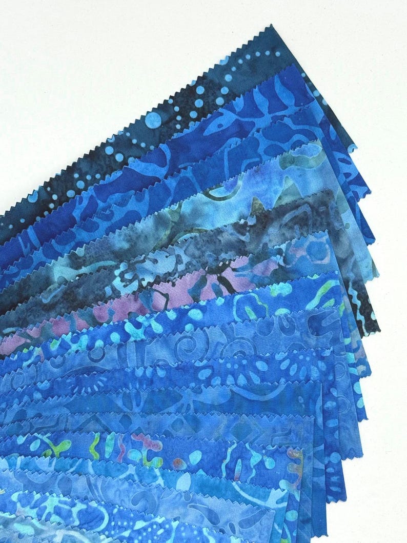 Java Batiks Blue Batik Jelly Roll 40 2.5 Inch Fabric Strips ST-MASJAB ...