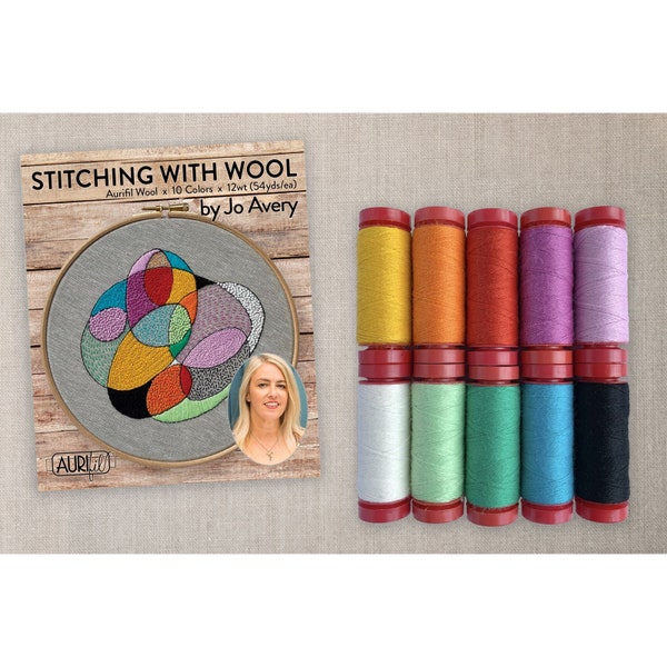 Aurifil Premium WOOL Threads Stitching with Wool Collection Jo Avery Lana Wool 12 Weight Set of 10 JA12SW10