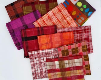NEW Windham The Plaid One Marcia Derse WARM Modern Abstract Cotton Fabric 11 Fat Quarter Set
