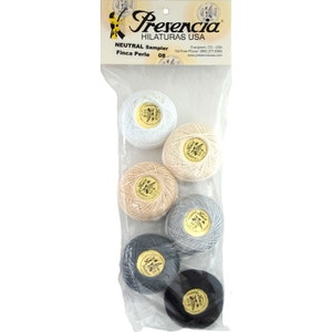 Presencia Finca PERLE Cotton Size 8 Set of 6 Neutral Sampler 75 Yards Each Applique Egyptian Cotton Embroidery Thread 816/08S-NEU