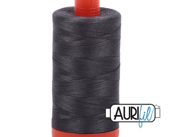 AURIFIL 2630 Dark Pewter MAKO 50 Weight Wt 1300m 1422y Spool Dark Grey Gray Black Ice Quilt Cotton Quilting Thread